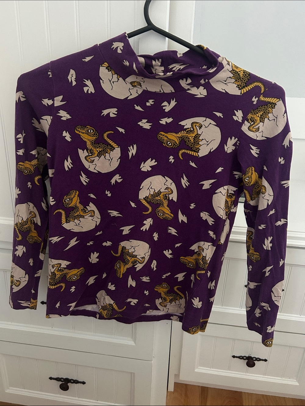 Purple Kids Long-Sleeve Dino Print Top